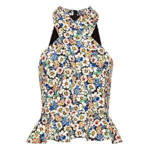 NWOT Veronica Beard Drey Daisy-Like Floral Halter Peplum Top